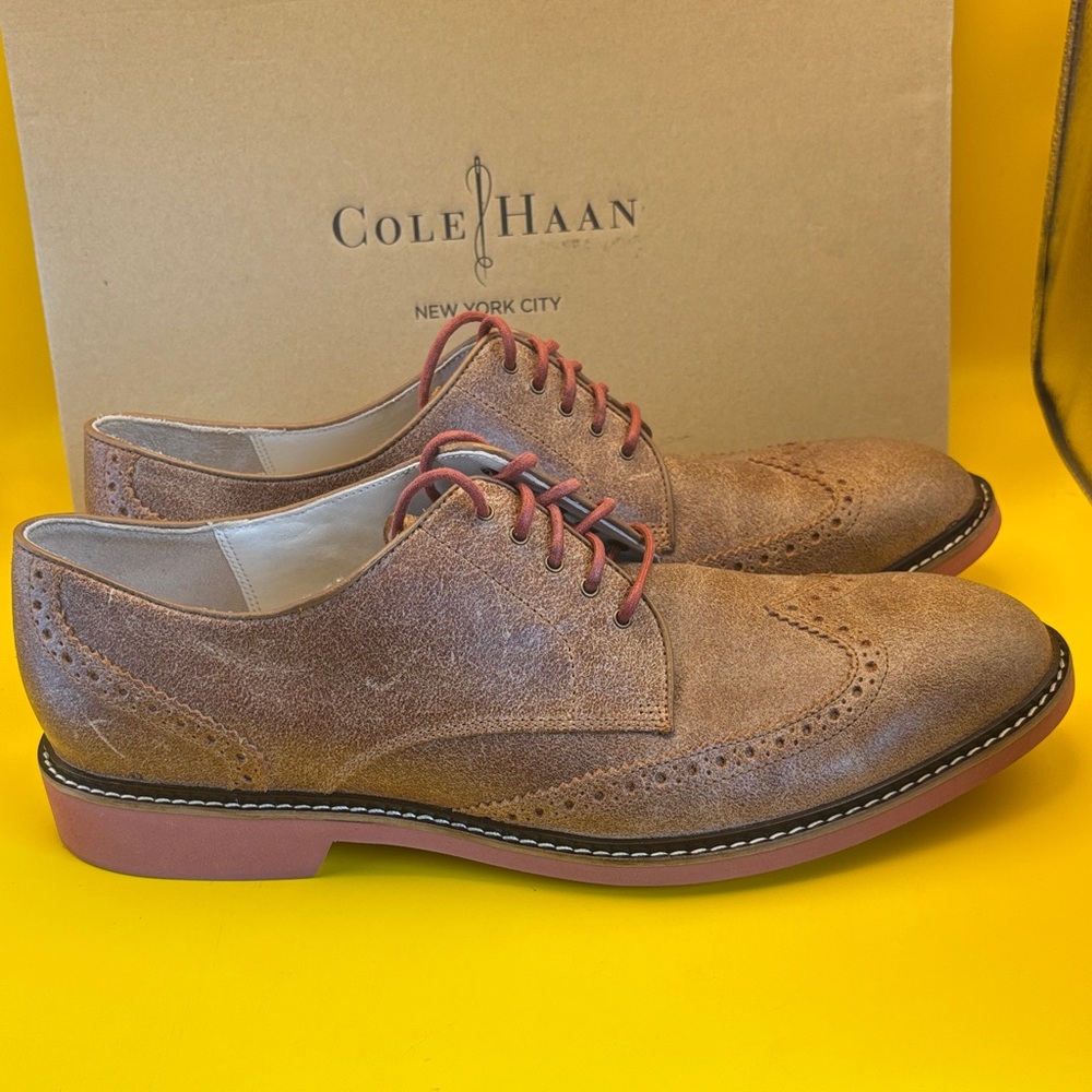 Cole Haan Men's Tan Wingtip Derbys - Picture 6 of 12